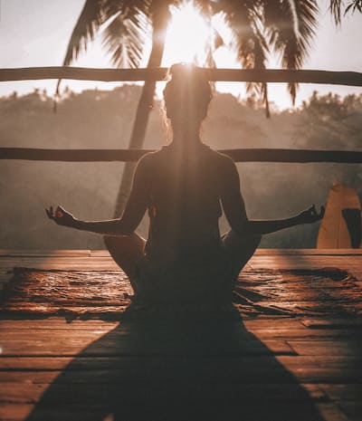 Person stretching outdoors